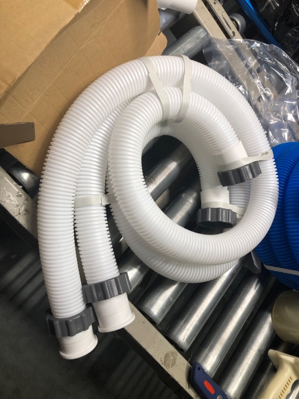 Photo 3 of 2 Pcs Pool Hoses for Above Ground Pools 1 1/2 Inch Diameter 59" Long Pool Pump Hose Replacement Pool Hose Filter Pump Hose Accessories White