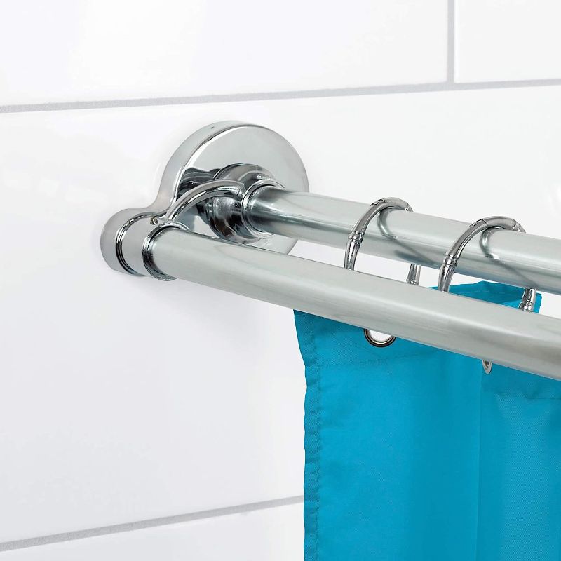 Photo 1 of Zenna Home Rustproof Tool-Free Tension or Permanent Mount Adjustable Double Shower Rod, 44 to 72 Inches, Chrome