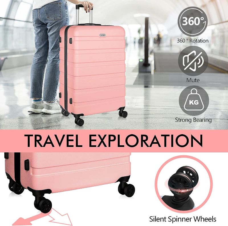 Photo 1 of 4.4  4,230
COOLIFE Luggage Suitcase Piece Set Carry On ABS+PC Spinner Trolley with pocket Compartmnet Weekend Bag (Sakura pink, 20in(carry on))