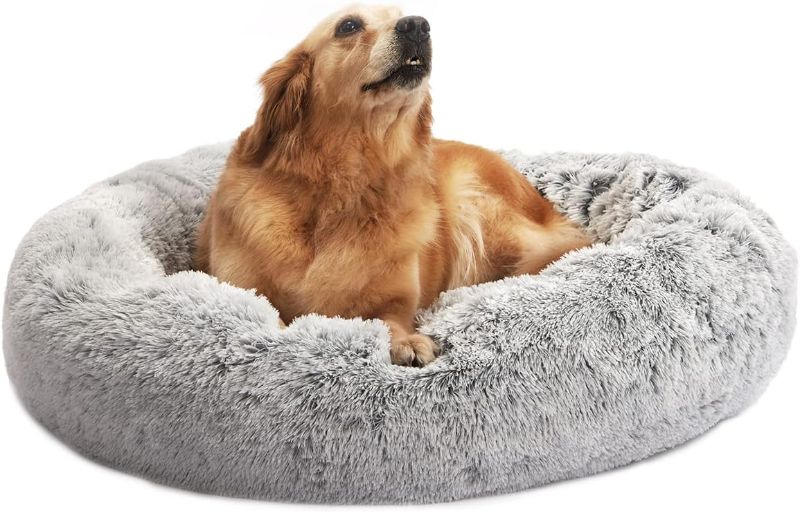 Photo 1 of Bedfolks Calming Donut Dog Bed, 36 Inches Round Fluffy Dog Beds for Large Dogs, Anti-Anxiety Plush Dog Bed, Machine Washable Pet Bed (Dark Grey, Large)
Amazon's
Choice
