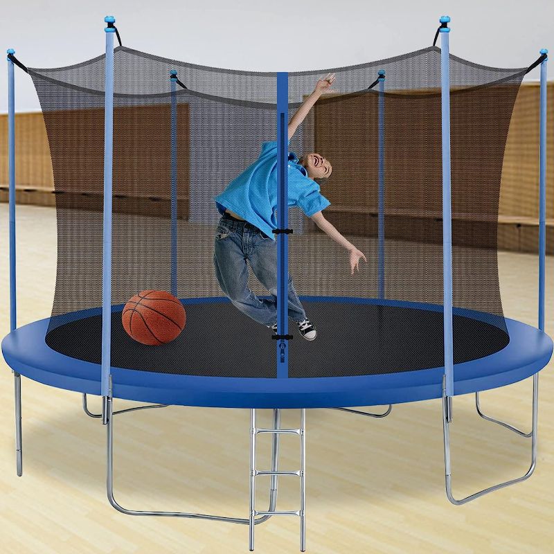 Photo 1 of CITYLE 1500LBS 12 14 15 16 FT Tranpoline for Adults/Kids with Safety Enclosure Net, Basketball Hoop, Ball, Wind Stakes and Ladder, Heavy Duty Outdoor Recreational Tranpolines for Family