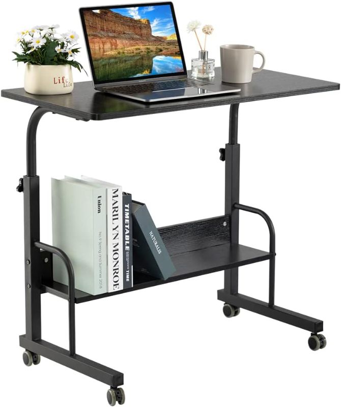 Photo 1 of SIDUCAL Computer Cart, Portable Laptop Desk Laptop Cart, Portable Desk with Wheels, Rolling Desk Adjustable Height, Rolling Laptop Stand, Rolling TV Tray, Couch Desk Bed Desk for Laptop, 31.5'' Black