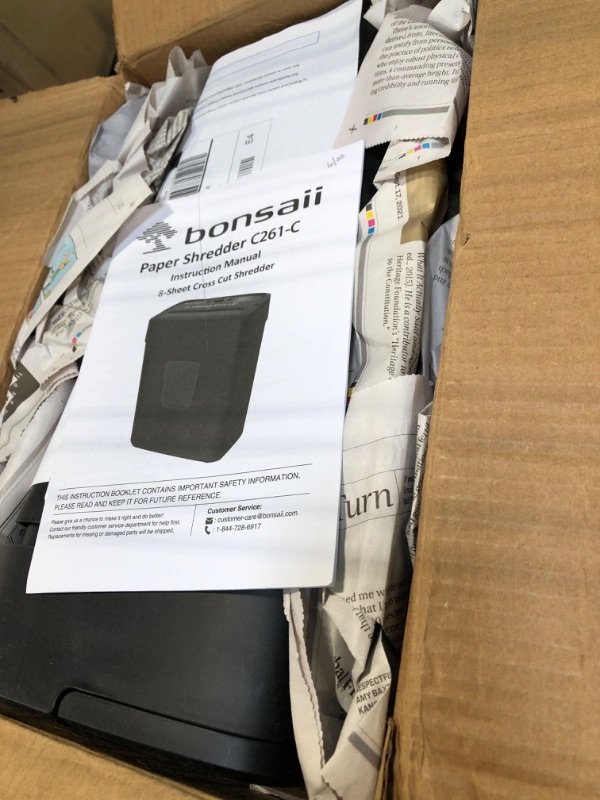 Photo 1 of Bonsaii Paper Shredder for Home Use, 8-Sheet Crosscut Shredder Shred Credit Cards/Mail/Staples/Clips for Home Office, Portable Handle Design Document Shredder with 4.2 Gallon Wastebasket (C261-C)