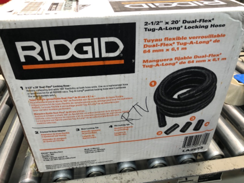 Photo 2 of 2-1/2 in. x 20 ft. Dual-Flex Tug-A-Long Locking Vacuum Hose for RIDGID Wet/Dry Shop Vacuums