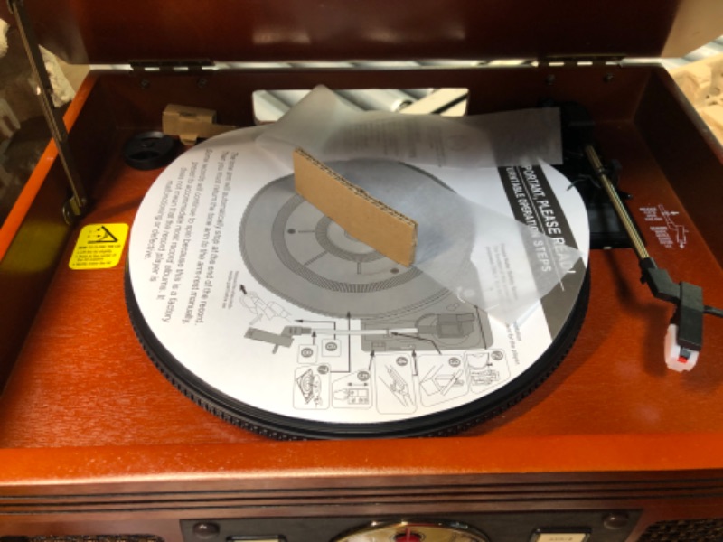 Photo 1 of Victrola 8-in-1 Bluetooth Record Player & Multimedia Center, Built-in Stereo Speakers - Turntable, Wireless Music Streaming, Real Wood | Mahogany Mahogany Entertainment Center