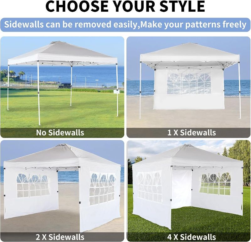 Photo 1 of CLIPOP Outdoor Party Canopy Tent, 10x10 Pop up Gazebo Tent with 4 Sidewall, Zippered Door, Windows, Carry Bag, 3 Height Adjustable Instant Portable Canopy Tent, Outdoor Party Canopies for BBQ, white