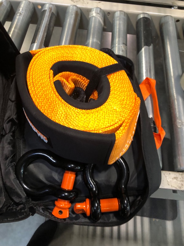 Photo 3 of ALL-TOP Extreme Duty Tow Strap Recovery Kit: 4inch x 20ft (46,500lbs) 100% Nylon and 22% Elongation Snatch Strap + 3/4 Heavy Duty D Ring Shackles (2pcs) + Storage Bag 4" x 20' Kit