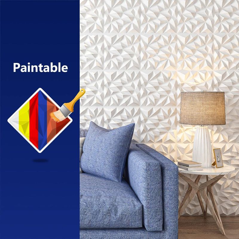 Photo 1 of Art3dwallpanels 33 Pack 3D Wall Panel for Interior Wall Décor, PVC Textured Wall Panels, Modern 3D Wallpaper, White