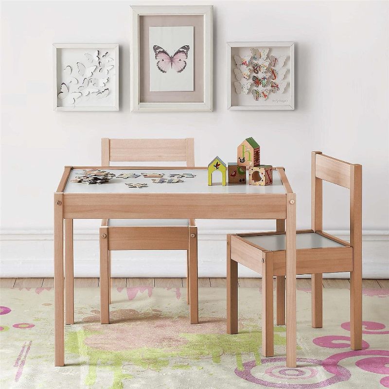 Photo 1 of Baby Relax Hunter 3-Piece Kiddy Table & Chair, Natural/White Table Set Natural 3-Piece Set