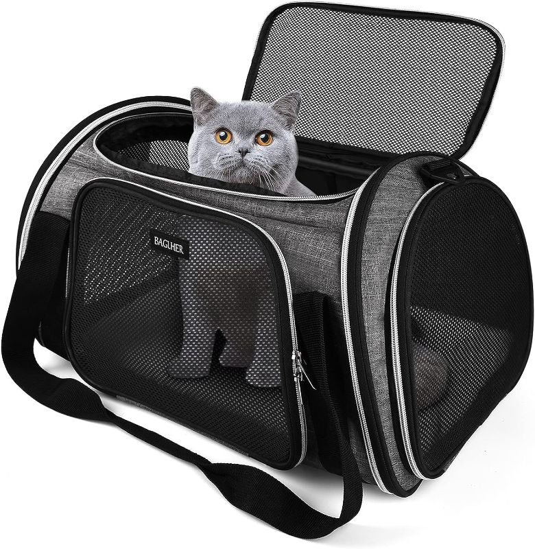 Photo 1 of BAGLHER Pet Travel Carrier, Airline Approved Cat Carriers, Dog Carrier,Suitable for Small and Medium-Sized Cats and Dogs Pet Soft Carrier, Suitable for Travel, Hiking, and Outdoor Use. Grey