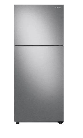 Photo 1 of Samsung 28 Inch Wide 15.6 Cu. Ft. Energy Star Certified Top Freezer Refrigerator with LED Lighting DENT ON FRONT OF DOOR 
