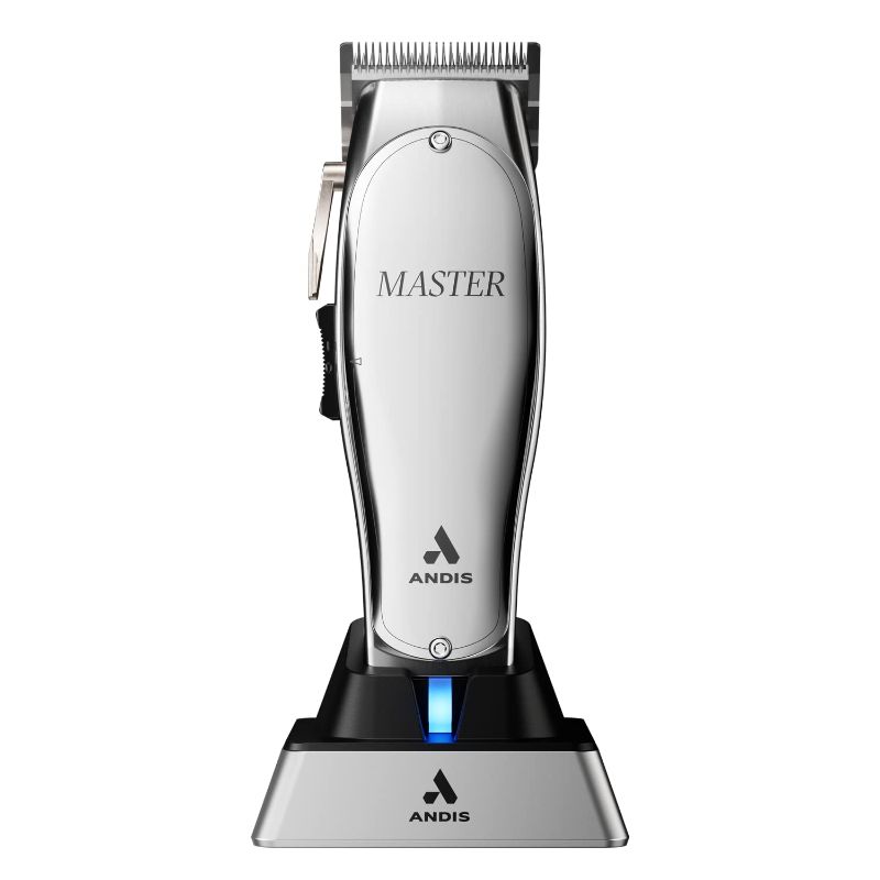 Photo 1 of Andis 12660 Professional Master Corded/Cordless Hair Trimmer, Adjustable Carbon Steel Blade Hair Clipper for Close Cutting, Silver