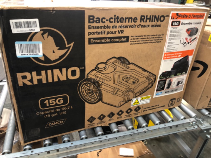 Photo 2 of Camco Rhino 15-Gallon Portable RV Tote Tank & Rhino RV Tote Tank Gauge | Features an Easy Installation, Attaches to a Standard Garden Hose, and Allows the Tote Tank to Vent while Filling or Dumping