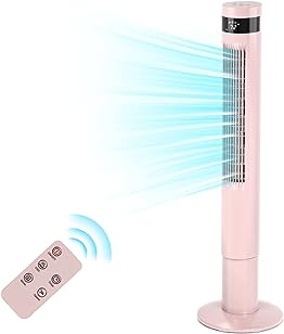 Photo 1 of Antarctic Star Tower Fan Portable Electric Oscillating Fan Quiet Cooling Remote Control Standing Bladeless Floor Fans 3 Speeds Wind Modes Timer Bedroom Office (43 inch, pink)
