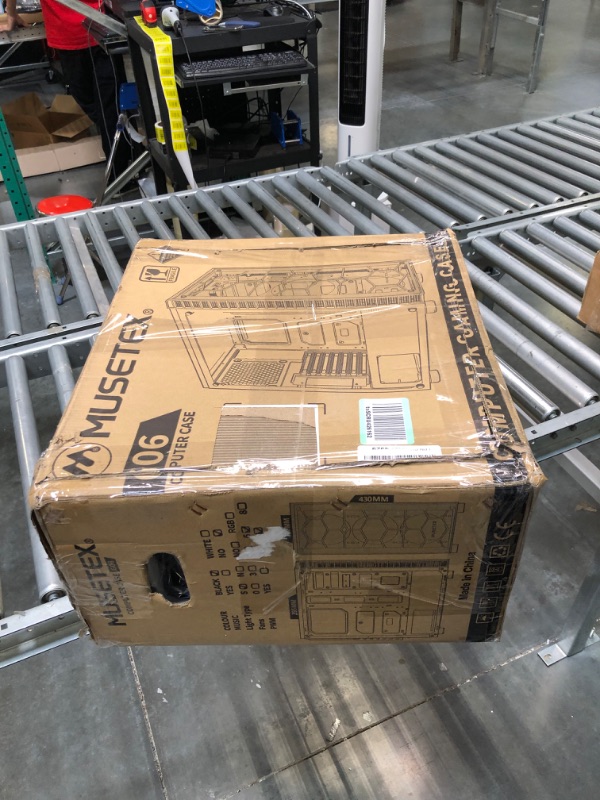 Photo 1 of MUSETEX ATX PC Case Pre-Installed 6Pcs 120mm ARGB Fans, Mid-Tower Computer Gaming Case, USB 3.0 Tempered Glass Phantom Black Computer Case, MN6-B