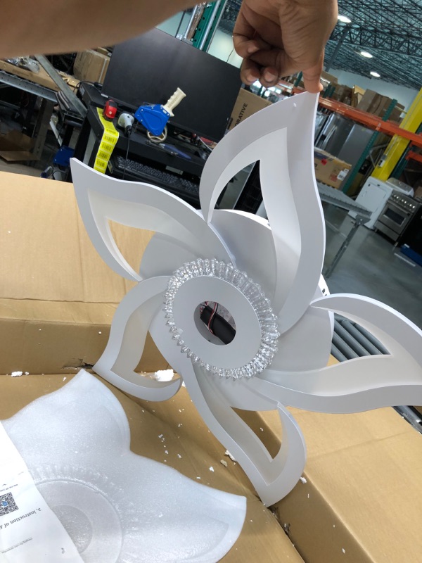 Photo 3 of AHAWILL Modern Low Profile Ceiling Fan with Lights,110v Dimmable Flower Ceiling Light Fan with Remote Control/app Control,Timing 6 Gear Speeds Fan Suitable for Bedroom,Living Room,and etc.?White?