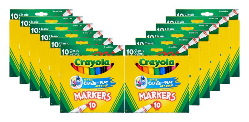 Photo 1 of Crayola Broad Line Art Markers Classic Colors 10 Count in Pack of 12
