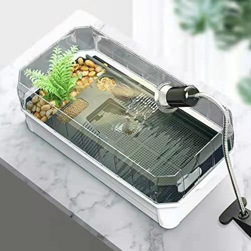 Photo 1 of Binano Turtle Aquarium Turtle Tank kit Includes Accessories with Water Filter High Anti-Escape Fence and Large Space, Turtles can be Given a Shower, Habitat for Terrapin Turtles, Reptile Terrarium X-Large(25.6''×13''×9.4'') White