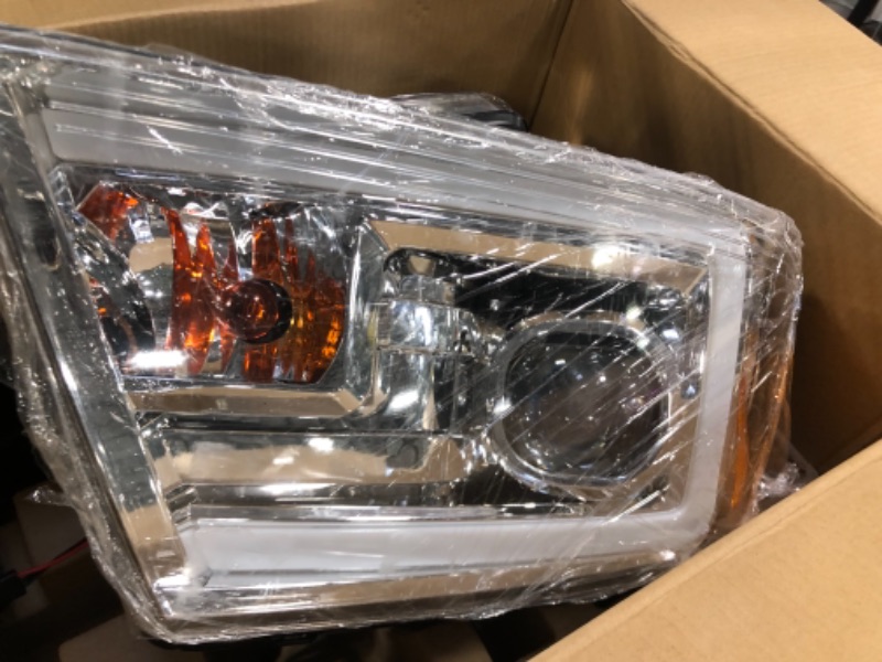 Photo 4 of PIT66 LED DRL Headlights, Compatible with 2004-2008 Ford F150/ 06-08 Lincoln Mark LT, Clear lens Chrome Housing Amber Reflector Clear lens Chrome Housing Amber Reflector(1 PAIR) Modified Style