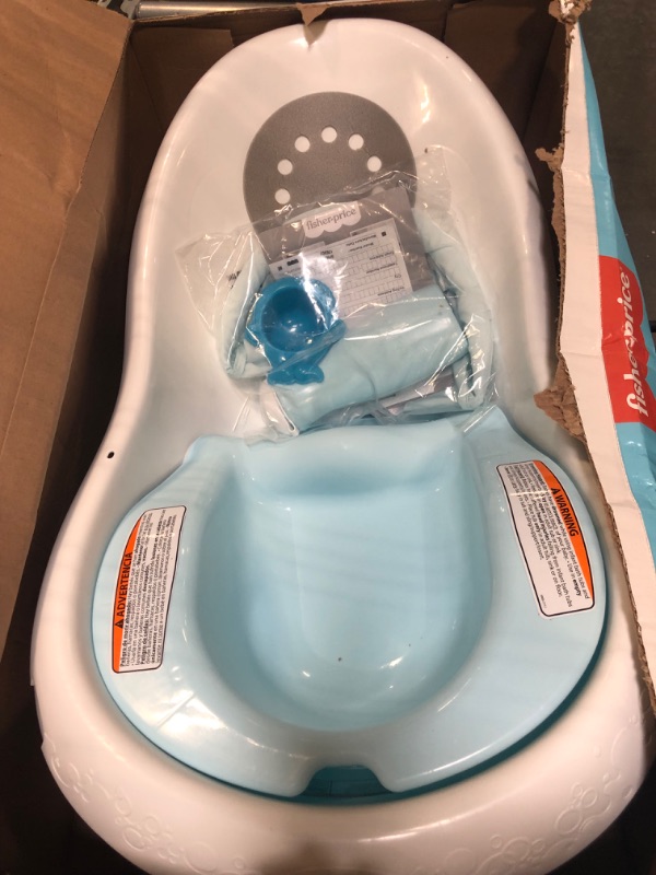 Photo 3 of Fisher-Price 4-In-1 Sling 'N Seat Bath Tub, Pacific Pebble, Baby To Toddler Convertible Tub With Seat And Toys