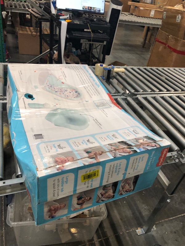 Photo 1 of Fisher-Price 4-In-1 Sling 'N Seat Bath Tub, Pacific Pebble, Baby To Toddler Convertible Tub With Seat And Toys