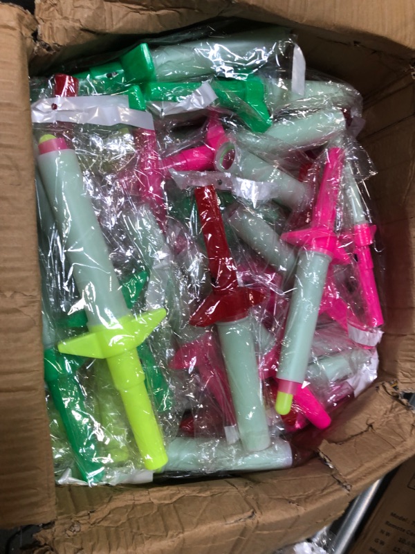 Photo 3 of 100 Pcs Light up Swords Bulk for Kids, Expandable Light up Sword Glow in The Dark LED Flashing Plastic Sword for Boys Teen Adult Party Supplies Birthday 80s Neon Party Favors