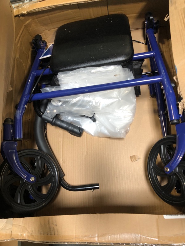 Photo 3 of Drive Medical 10257BL-1 4-Wheel Rollator Walker With Seat & Removable Back Support, Blue