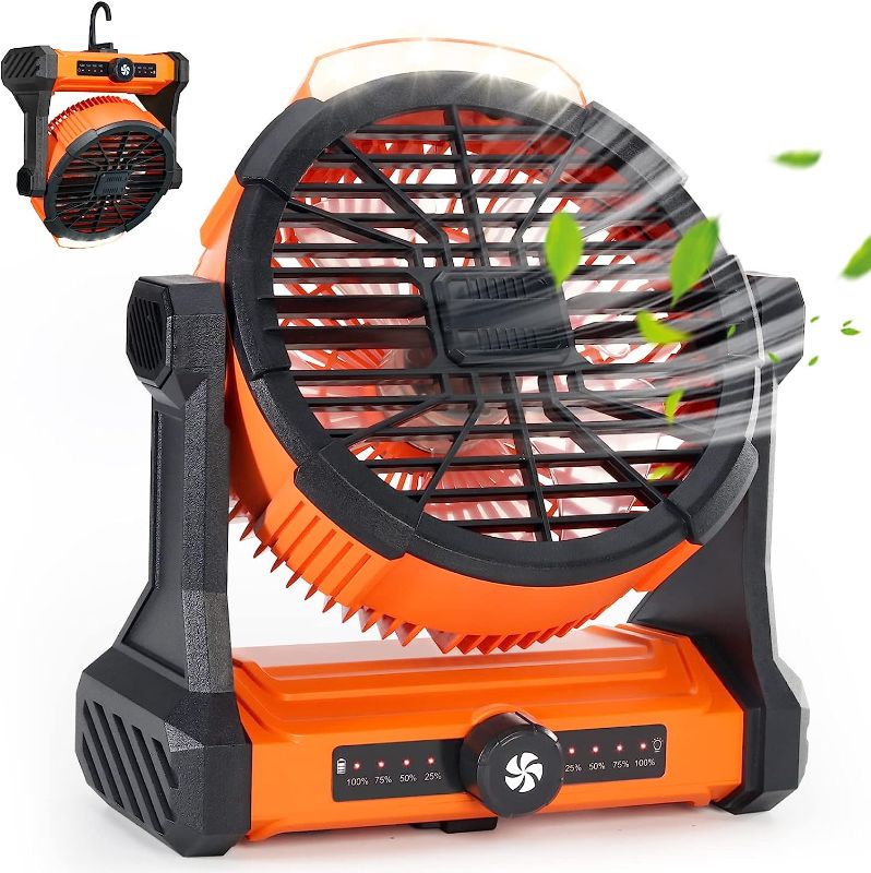 Photo 1 of Avokadol Camping Fan with LED Lantern,12000mAh 48h Battery Powered Portable Fans,LED Screen Power Display,270° Rotation,Rechargeable USB Desk Fan Use As Power Bank, for Home,Picnic,Tent,and Fishing.
