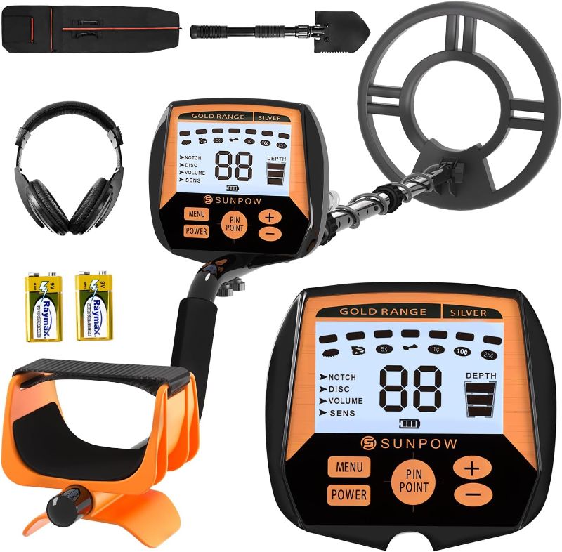 Photo 1 of SUNPOW Metal Detector for Adults, Professional Waterproof High Accuracy Metal Detector, 10'' Detection Depth, Pinpoint & Disc & Notch & All Metal & Volume 5 Modes, Strong Anti-Interference-GC-1083