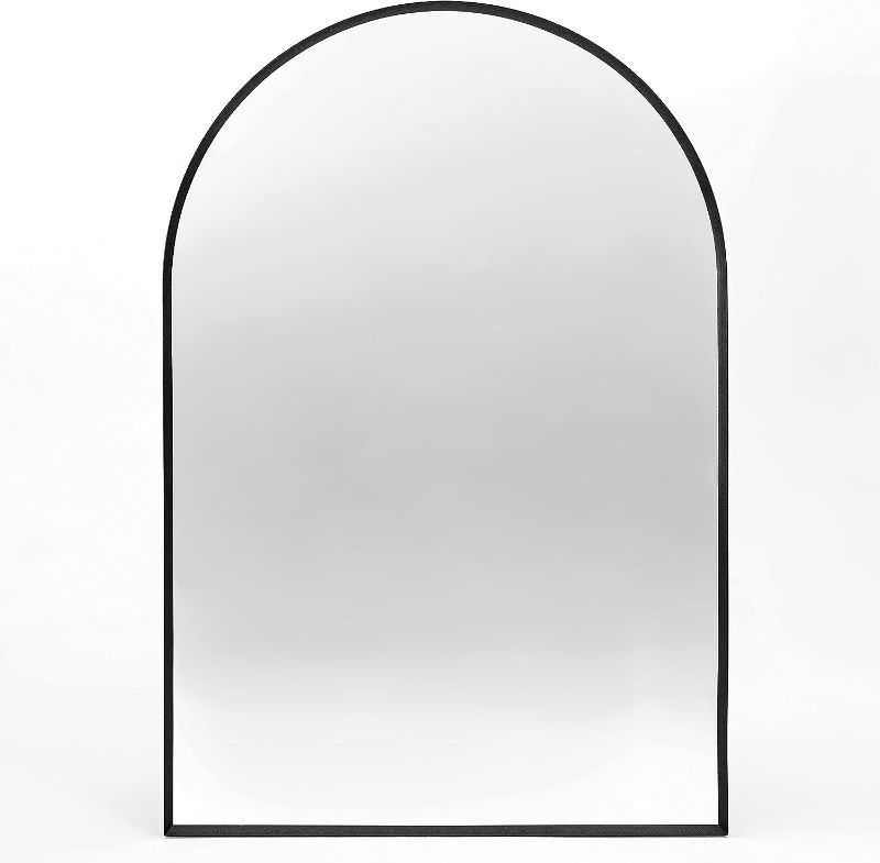 Photo 1 of Arched Wall Mirror for Bathroom, 24"x36" Black Mordern Metal Frame for Entryway Living Room Bedroom Wall Decor