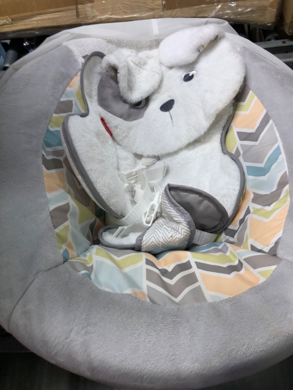 Photo 3 of Fisher-Price Sweet Snugapuppy Deluxe Bouncer, portable bouncing baby seat with overhead mobile, music, and calming vibrations
