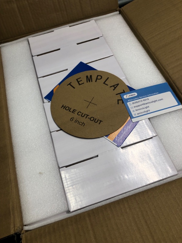 Photo 1 of Amico 24 Pack 6 Inch 5CCT Ultra-Thin LED Recessed Ceiling Light with Junction Box, 2700K/3000K/3500K/4000K/5000K Selectable, 1050LM Brightness, Dimmable Canless Wafer Downlight, 12W Eqv 110W-ETL&FCC