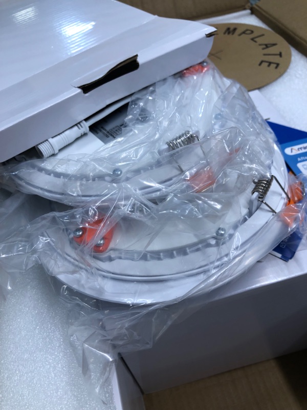 Photo 1 of Amico 24 Pack 6 Inch 5CCT Ultra-Thin LED Recessed Ceiling Light with Junction Box, 2700K/3000K/3500K/4000K/5000K Selectable, 1050LM Brightness, Dimmable Canless Wafer Downlight, 12W Eqv 110W-ETL&FCC