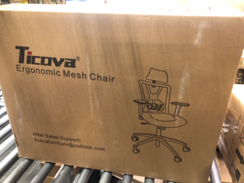 Photo 2 of Ticova Ergonomic Office Chair - High Back Desk Chair with Adjustable Lumbar Support, Headrest & 3D Metal Armrest - 130° Rocking Mesh Computer Chair Black