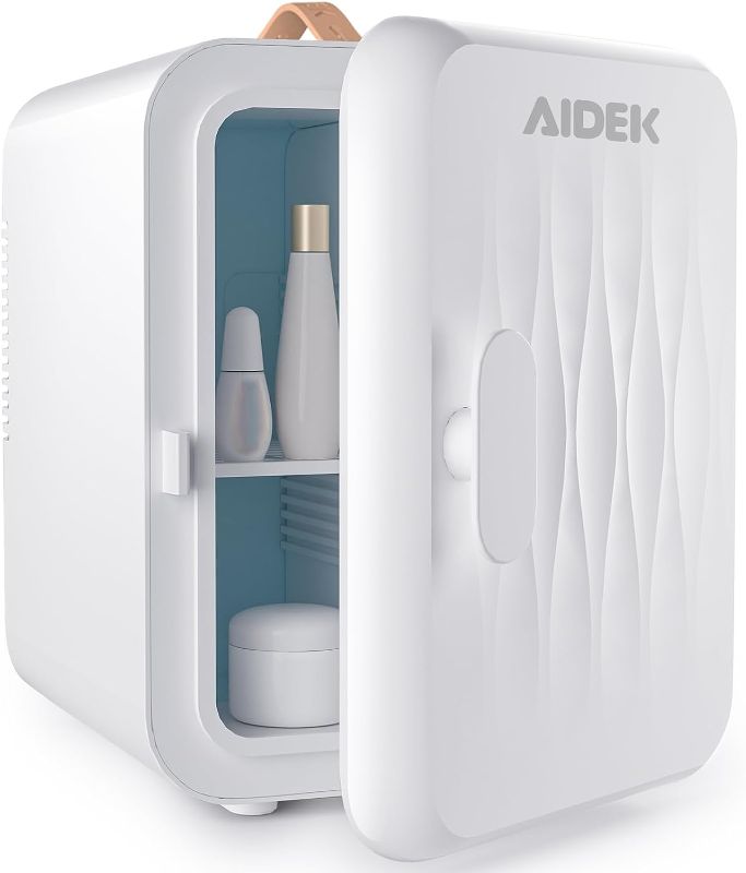 Photo 1 of *****Gets warm, but not very cold********* Aidek Cosmetic Makeup Mini Fridge for Skin Care, 4L Portable Beauty Fridges DIY Shelves for Bedroom, Dorm, Office, Small Refrigerator, AC/DC12v Car Cooler for Desktop and Travel (Frost White)
