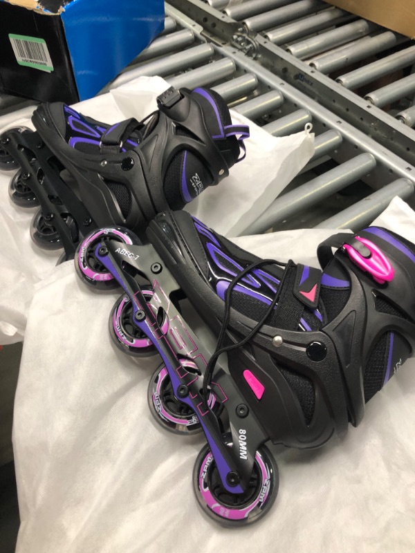 Photo 2 of 2PM SPORTS Vinal Girls Adjustable Flashing Inline Skates, All Wheels Light Up, Fun Illuminating Skates for Kids and Men
