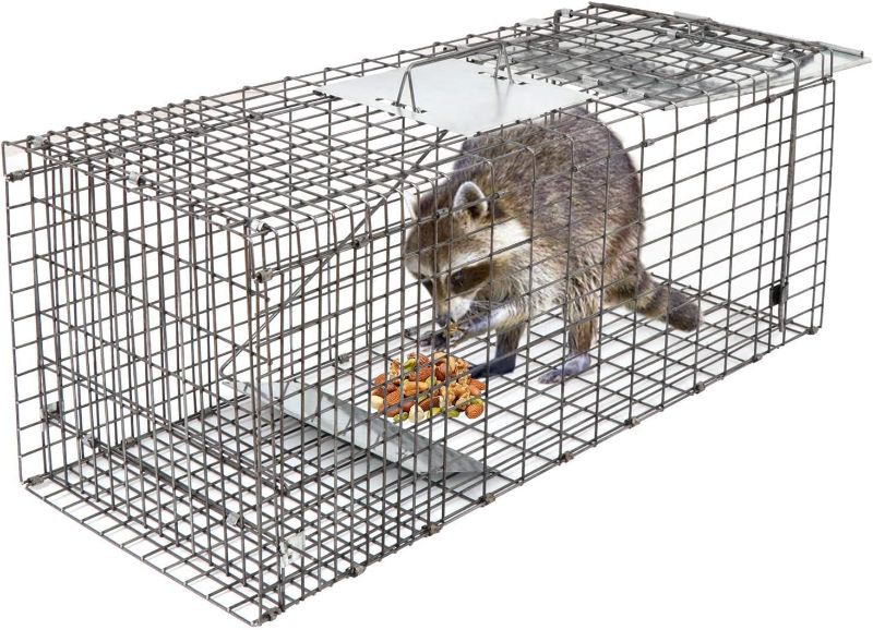 Photo 1 of 32-inch Live Animal Cage Trap Catch and Release Spring Loaded One-Door Collapsible Humane Rodent Cage for Rabbits,Stray Cat,Squirrel,Raccoon,Mole,Gopher,Opossum,Skunk,Groundhog
