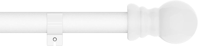 Photo 1 of AOX Curtain Rods for Windows Single Adjustable Curtain Rod Set with Finials and Brackets,1" Curtain Rod for Living Room,Bedroom,Dining Room-White