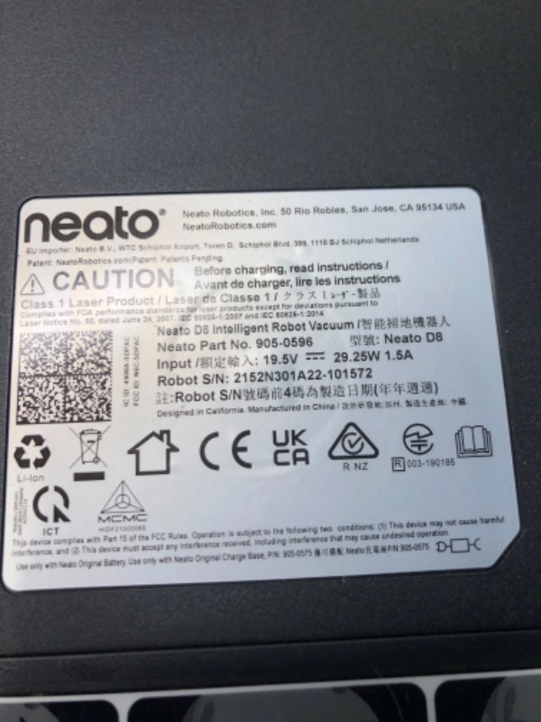 Photo 1 of Neato D8 Intelligent Robot Vacuum Cleaner–LaserSmart Nav, Smart Mapping, No-Go Zones, WiFi Connected, 100-min runtime, Powerful Suction, Turbo Clean, Edges, Corners & Pet Hair, XXL Dustbin, Alexa
