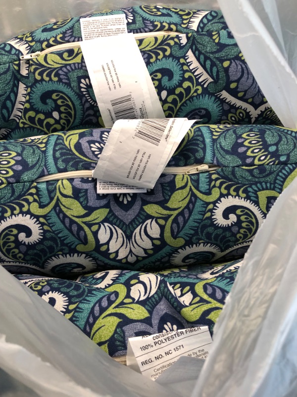 Photo 2 of Arden Selections Outdoor Cushion Pillow Back 17 x 23, Sapphire Aurora Blue Damask 17 x 23 (3pk) Sapphire Aurora Blue Damask