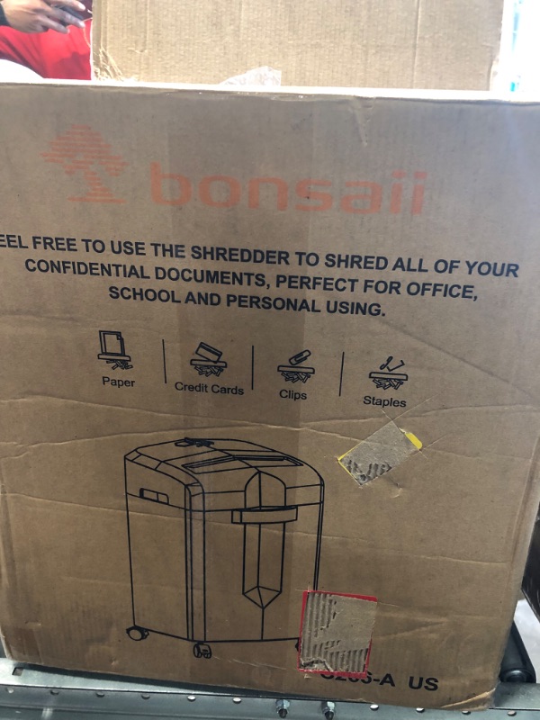 Photo 2 of Bonsaii Paper Shredder, 12-Sheet Cross-Cut Shredder for Home Office Use, 30-Minutes Heavy Duty Shredder with 4.2 Gal Pullout Bin & 4 Casters for Credit Card/CD Anti-Jam Shredding Machine (C266-A) 12 Sheet-4.2 Gal