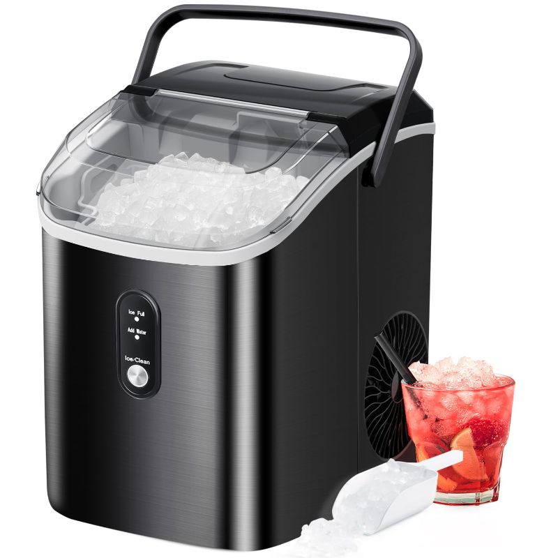 Photo 1 of Nugget Ice Maker Countertop, Portable Pebble/Pellet Ice Maker Machine with Auto Self-Cleaning,11000Pcs/35Lbs/24Hrs, Ice Scoop and Basket,Stainless Steel Finish Ice Machine for Home Office Bar Party
