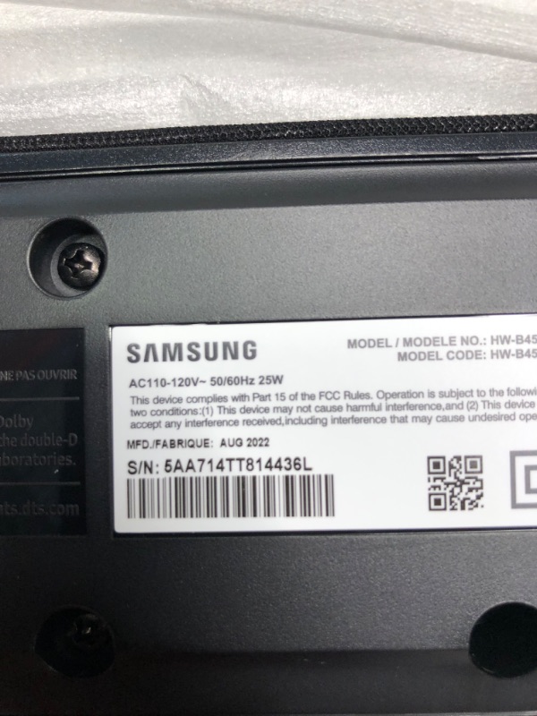 Photo 1 of SAMSUNG HW-B450 2.1ch Soundbar w/Dolby Audio, Subwoofer Included, Bass Boosted, Wireless Bluetooth TV Connection, Adaptive Sound Lite, Game Mode (Newest Model) HW-B450 Soundbar