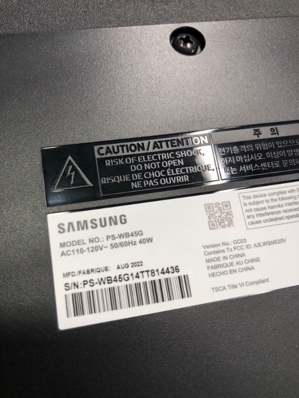 Photo 1 of SAMSUNG HW-B450 2.1ch Soundbar w/Dolby Audio, Subwoofer Included, Bass Boosted, Wireless Bluetooth TV Connection, Adaptive Sound Lite, Game Mode (Newest Model) HW-B450 Soundbar