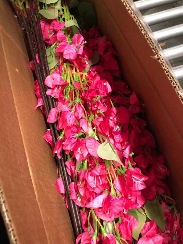 Photo 3 of 40Pcs in Bulk Artificial Bougainvillea Silk Flowers Branches Long Plant Stems 45" for Wedding Centerpieces, Bussiness Decoration Project, Indoor & Outdoor Decoration (Hot Pink - 40Pcs)