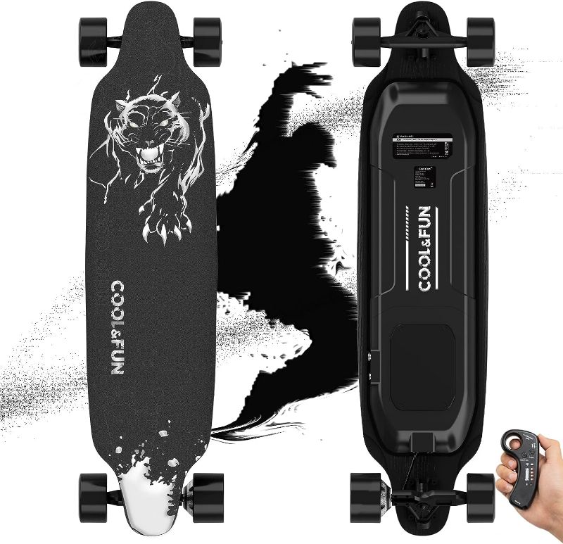 Photo 1 of COOL&FUN Electric Skateboard with Remote, 400W Brushless Motor, 3 Speed Adjustment, Load up to 265 Lbs, Electric Longboard for Adults & Teens
