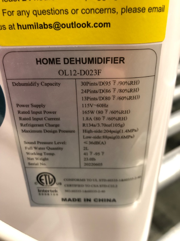 Photo 3 of 1500 Sq. Ft Dehumidifier for Large Room and Basements, HUMILABS 22 Pints Dehumidifiers with Auto or Manual Drainage, 0.528 Gallon Water Tank with Drain Hose, Intelligent Humidity Control, Auto Defrost, Dry Clothes, 24HR Timer 1500 sq.ft