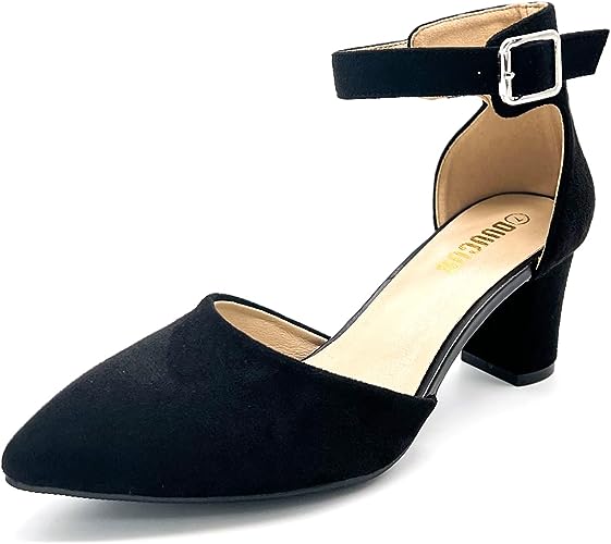 Photo 1 of DUUCUB Women's Pointed Toe Low Chunky Heels Closed Toe Ankle Strap Dress Pump Shoes Size 7
