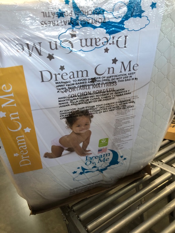Photo 1 of Dream On Me Holly 3” Fiber Portable Crib Mattress, Greenguard Gold Certified, Waterproof Vinyl Cover, Lightweight Mini Crib Mattress, White