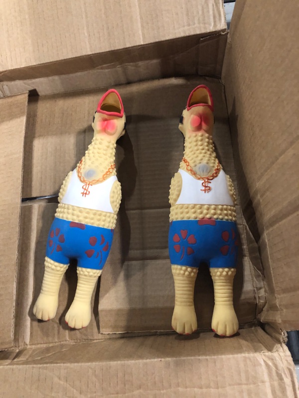 Photo 1 of Charming Pet Squawkers Earl Latex Rubber Chicken Interactive Dog Toy, Large - 2 pack